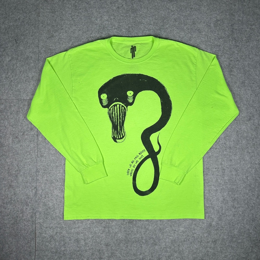 Billie Eilish shirt long sleeve unisex size Medium Green When We All Fall Asleep